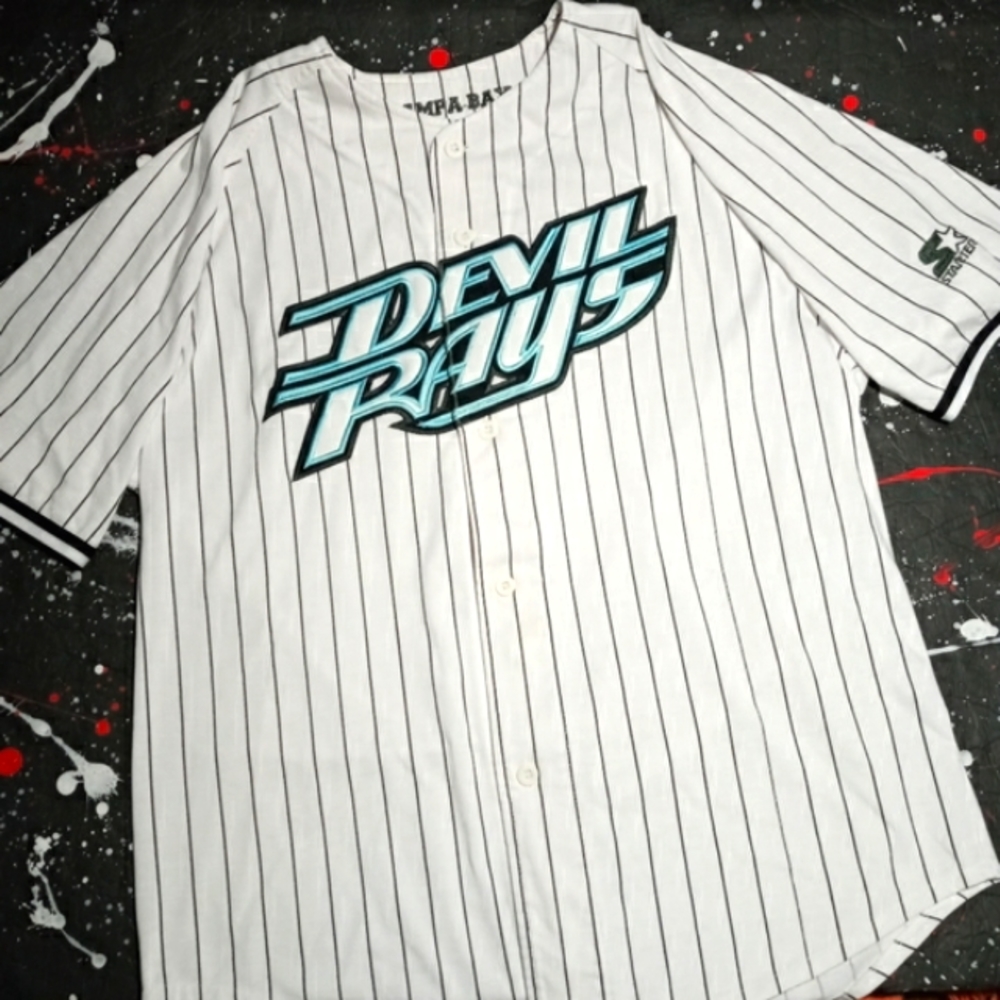 Tampa Bay Devil Rays vintage 90s RARE button-up Starter baseball jersey MLB
